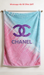 Chanel Flannel Sofa Throw Blanket with Character Print Wall Hanging IMG_7294
